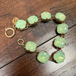 Victoria Lynn gold and mint square stone link bracelet